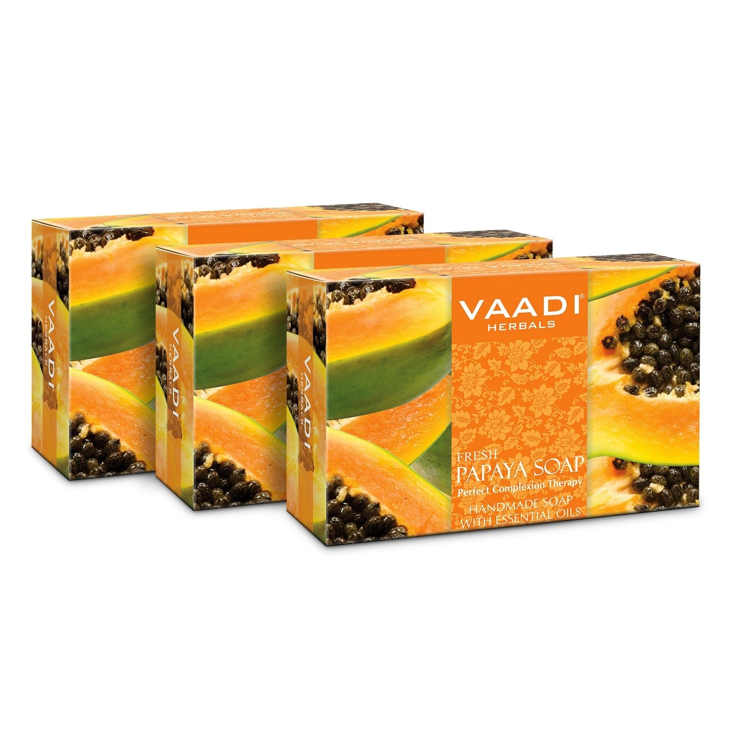 Organic Fresh Papaya Soap - Clears Impurities off Skin - Evens Skin Tone (3 x 75 gms / 2.7 oz)