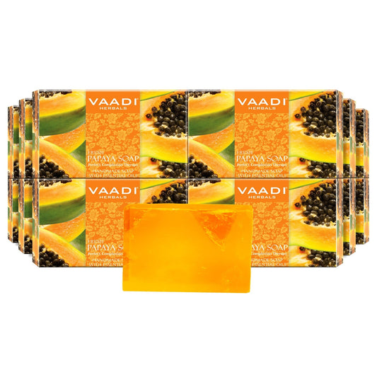 Organic Fresh Papaya Soap - Clears Impurities off Skin - Evens Skin Tone (12 x 75 gms / 2.7 oz)