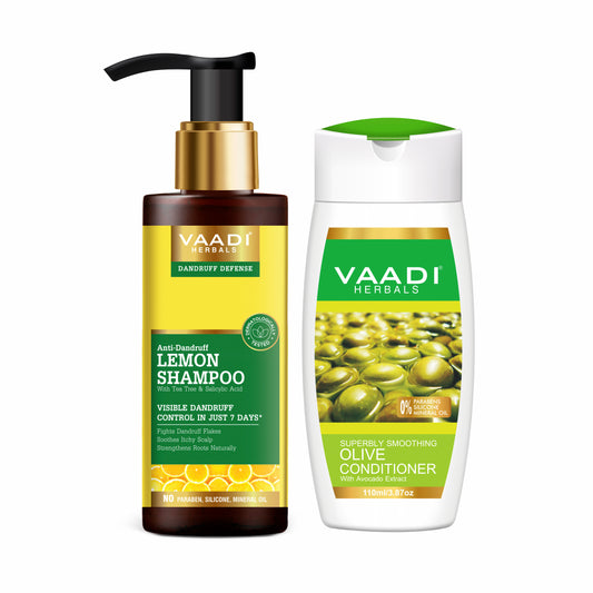 Dandruff Defense Organic Lemon Shampoo - Rich Olive Conditioner (2 x 110 ml/ 4 fl oz)