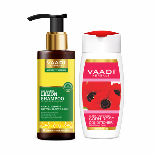 Dandruff Defense Organic Lemon Shampoo  - Rich Corn Rose Conditioner (2 x 110 ml/4 fl oz)