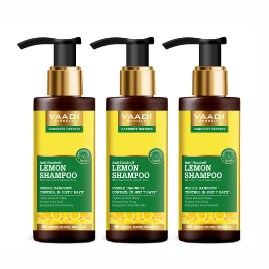 Dandruff Defense Organic Lemon Shampoo with Tea Tree Extract (3 x 110 ml/ 4 fl oz)