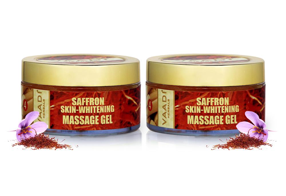 Organic Saffron Massage Gel with Basil Oil & Shea Butter - Improves Complexion (2 x 50 gms/2 oz)
