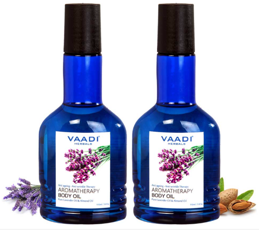 Organic Lavender Body Oil with Almond Extract - Aromatherapy - Anti Ageing (110 ml x 2)