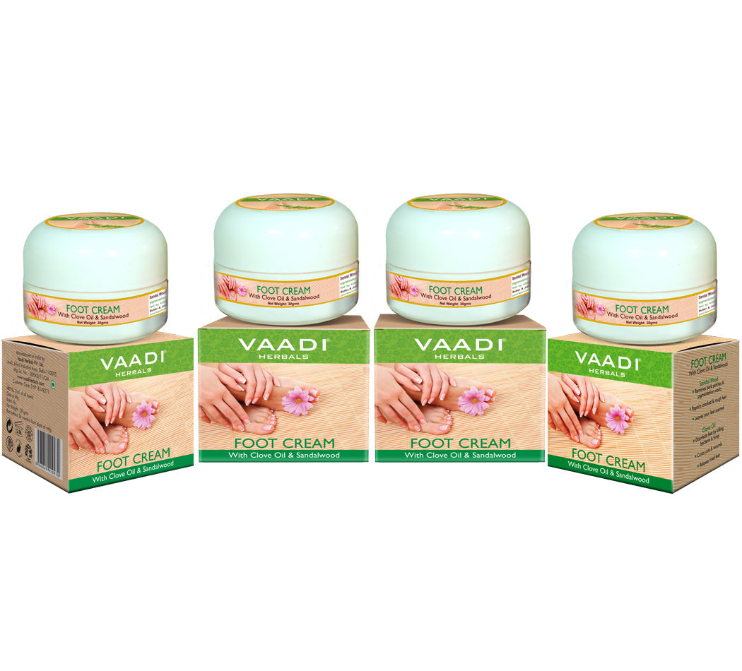 Organic Foot Cream with Clove & Sandalwood Oil - Softens Dry & Cracked Feet (4 x 30 gms / 1.1 oz)