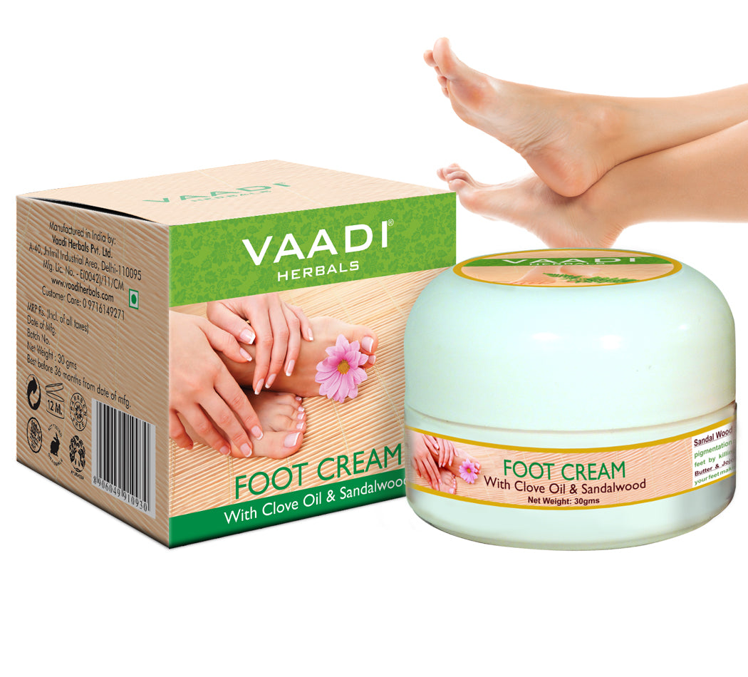 Organic Foot Cream with Clove & Sandalwood Oil - Softens Dry & Cracked Feet (30 gms / 1.1 oz)