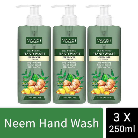 Anti-Bacterial Organic Neem Oil & Ginger Hand Wash (3 x 250 ml / 8.5 oz)