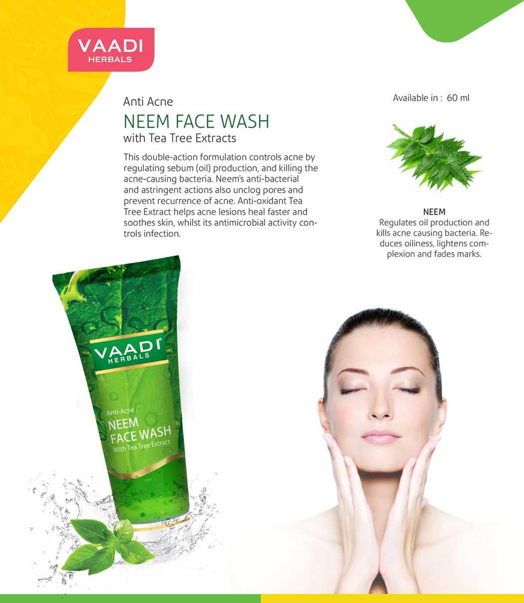 Anti Acne Anti-Bacterial Organic Neem Face Wash with Tea Tree Extract (60 ml/2.1 fl oz)