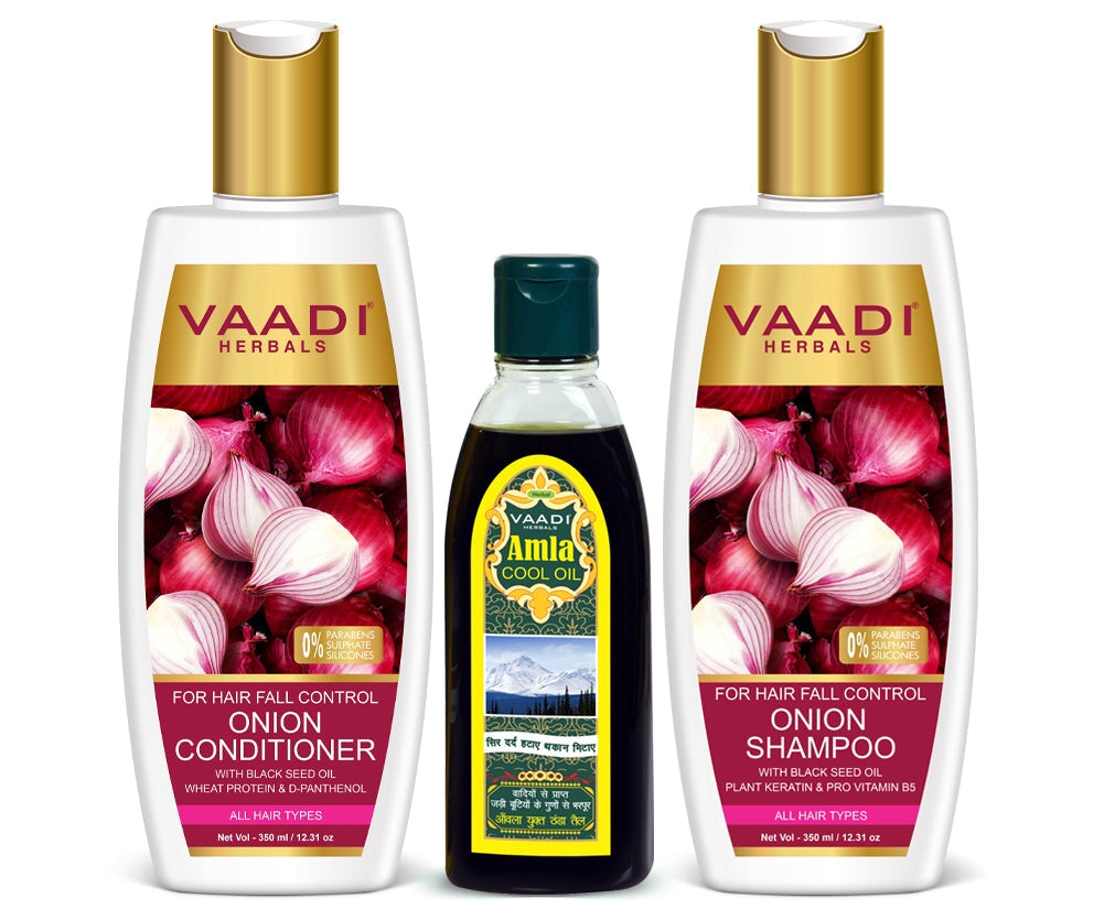 Anti Hair Fall Complete Pack - Onion Shampoo (350 ml), Onion Conditioner (350 ml) & Amla Hair Oil (200 ml)