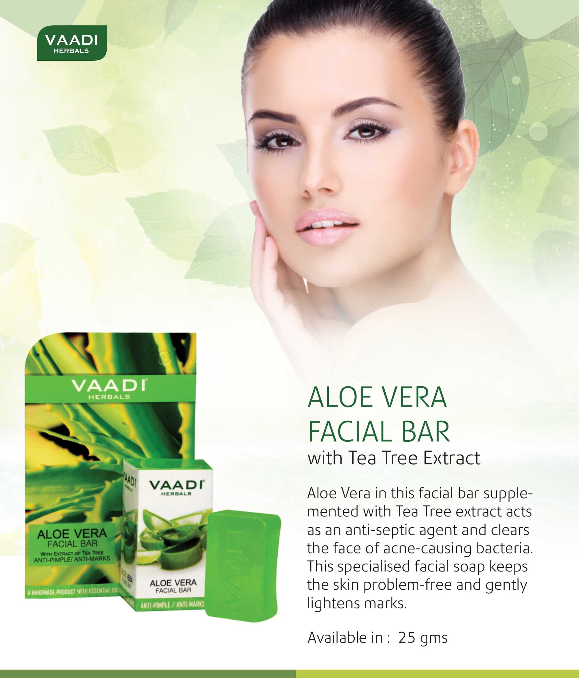 Organic Aloe Vera Facial Bar with Tea Tree and Honey - Reduces Acne (25 gms/0.9 oz)