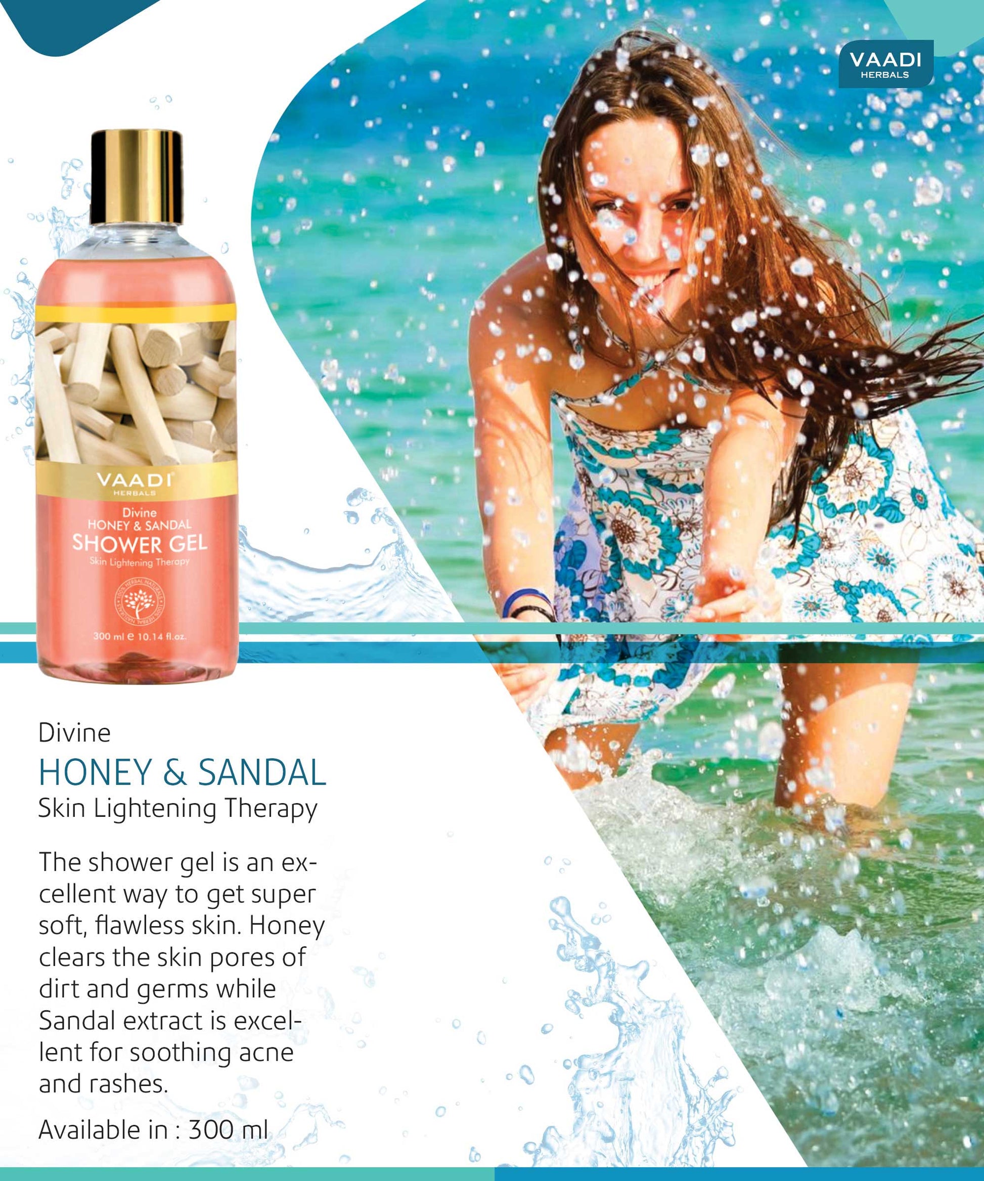 Organic Divine Honey & Sandal Shower Gel- Skin Toning Therapy (2 x 300 ml / 10.2 fl oz)