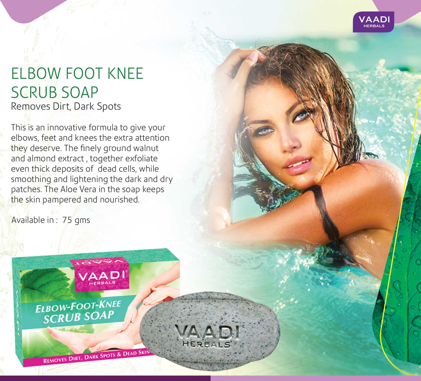 Organic Elbow Foot Knee Scrub Soap with Almond & Walnut - Removes Dead Skin (6 x 75 gms / 2.7 oz)
