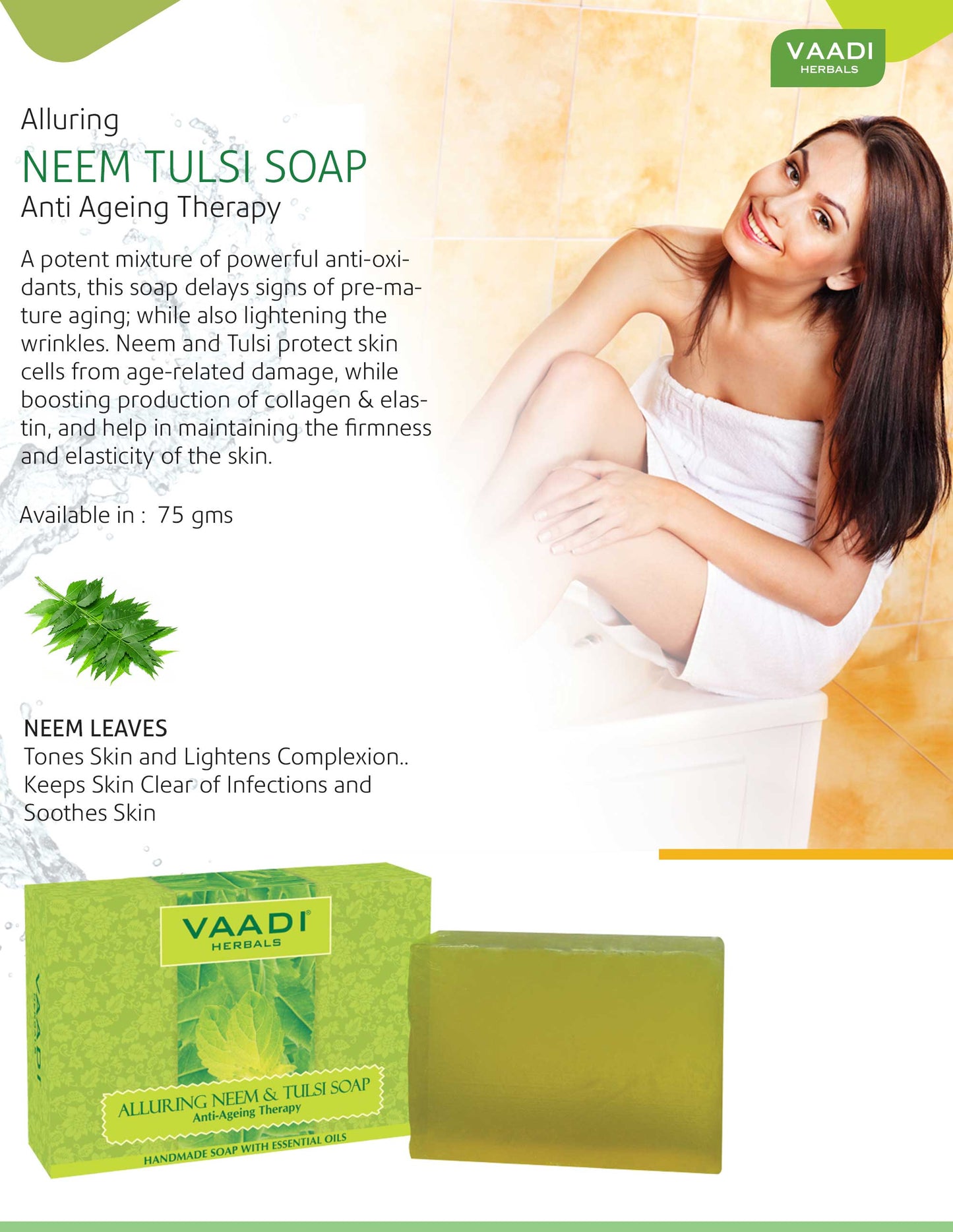Organic Anti Bacterial Neem Tulsi Soap (3 x 75 gms / 2.7 oz)