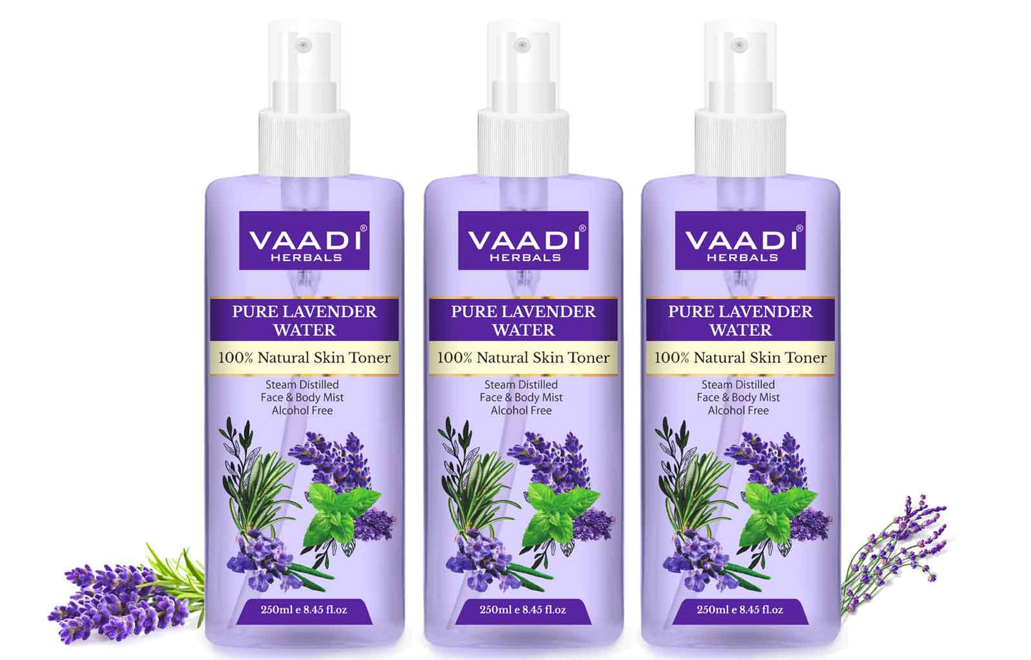 Lavender Water -100% Natural & Pure Skin Toner (3 x 250 ml / 8.5 fl oz)