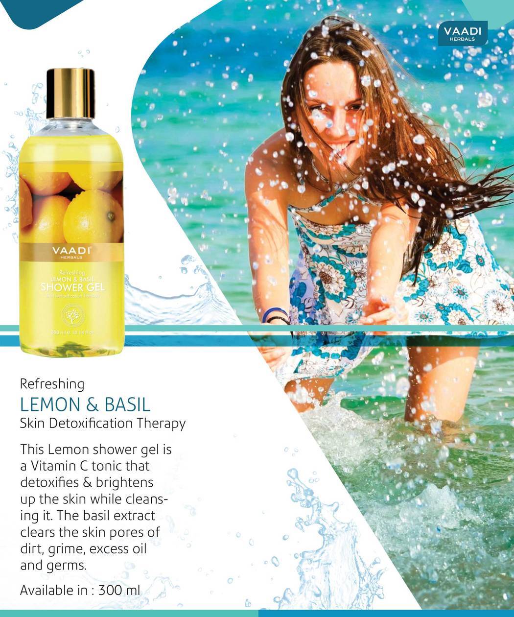 Refreshing Organic Lemon & Basil Shower Gel - Skin Detoxifying (300 ml / 10.2 fl oz)