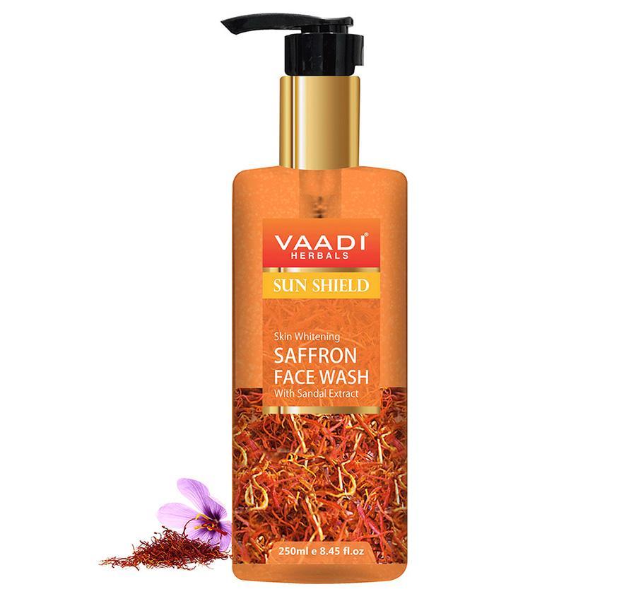 Skin Brightening Organic Saffron Face Wash with Sandalwood (250 ml / 8.45 fl oz)