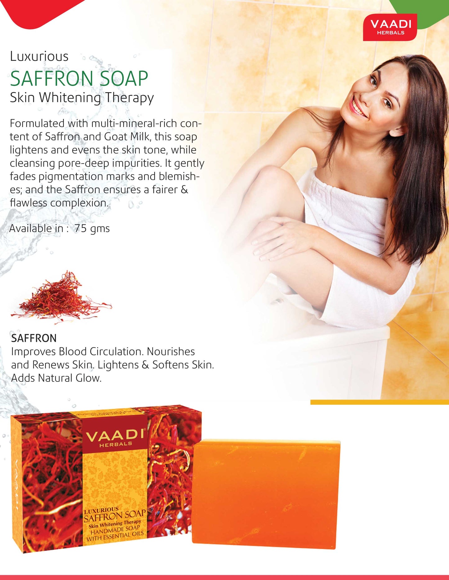 Luxurious Organic Saffron Soap - Skin Restoration Therapy - Evens Skin Tone (6 x 75 gms / 2.7 oz)