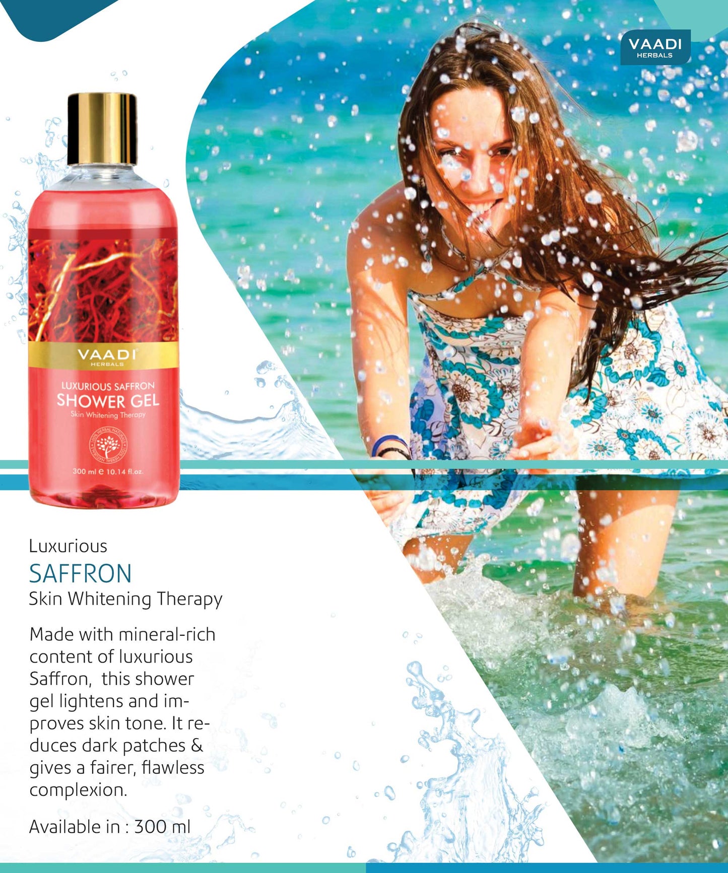 Luxurious Organic Saffron Shower Gel - Skin Brightening Therapy (300 ml / 10.2 fl oz)