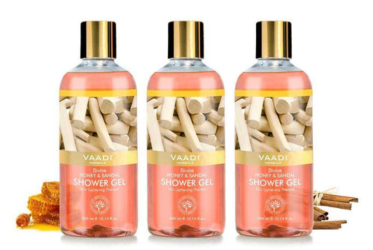 Organic Divine Honey & Sandal Shower Gel- Skin Toning Therapy (3 x 300 ml / 10.2 fl oz)